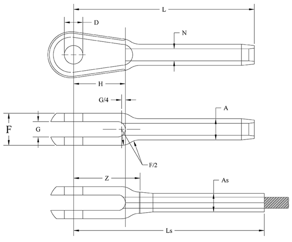Fork End Fitting Drawing