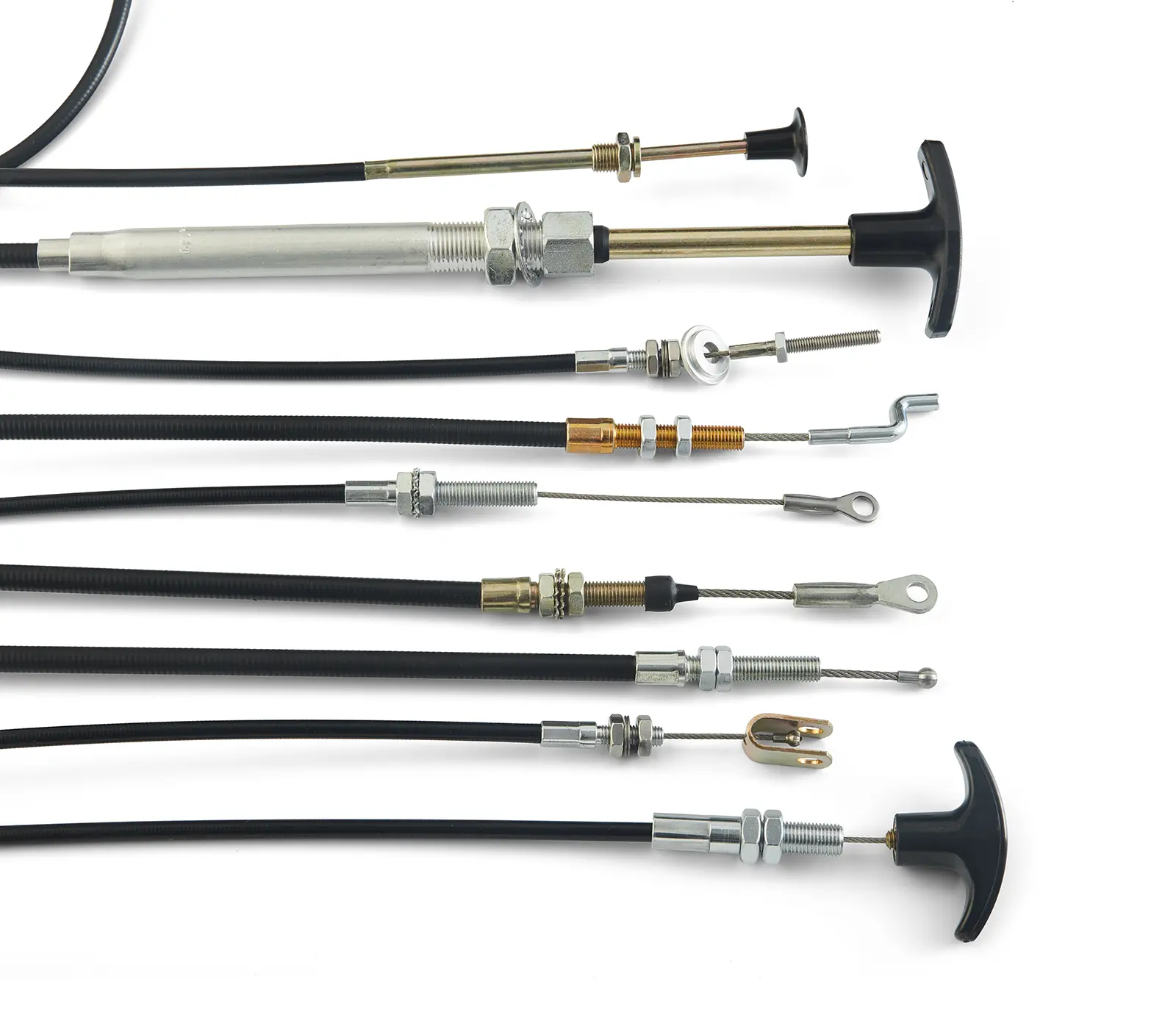 multiple complete push-pull controls with conduit and knobs