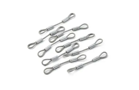 small Wire rope lanyards group Loop Assembly Small group of wire rope lanyard assemblies with looped ends on a light background.