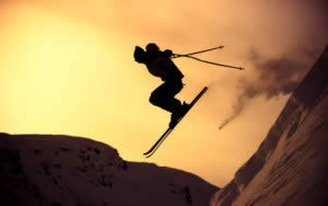 skier sunset