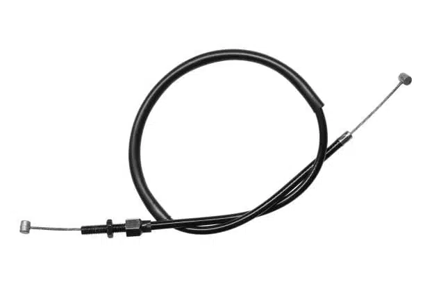 Bowden cable assembly with outer conduit housing, inner wire rope, threaded adjuster, and barrel end fitting