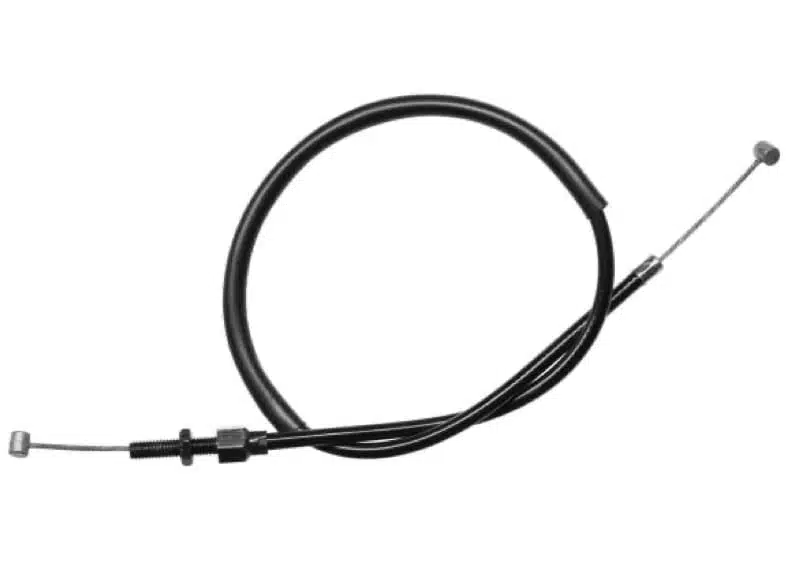 Bowden cable wound up on white background