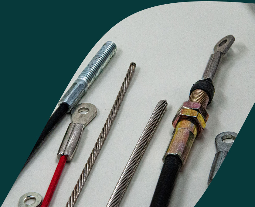 Wire Rope Custom Cable Assemblies displayed on White Background.