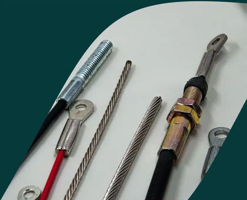 Wire Rope Custom Cable Assemblies displayed on White Background.