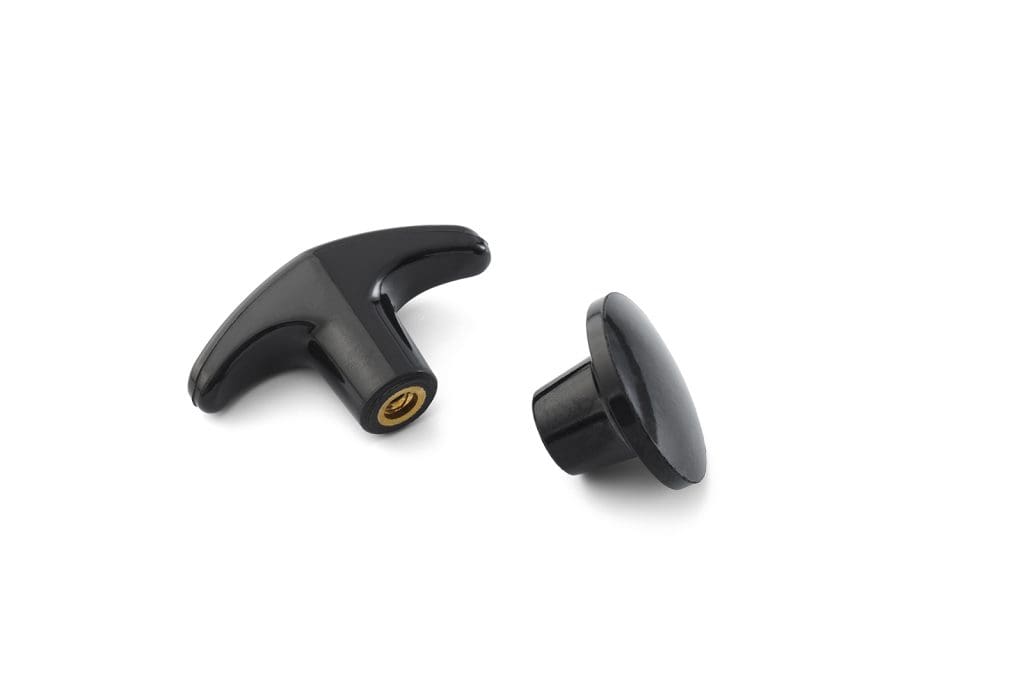 Push-pull control knobs and T-handles for custom cable assemblies