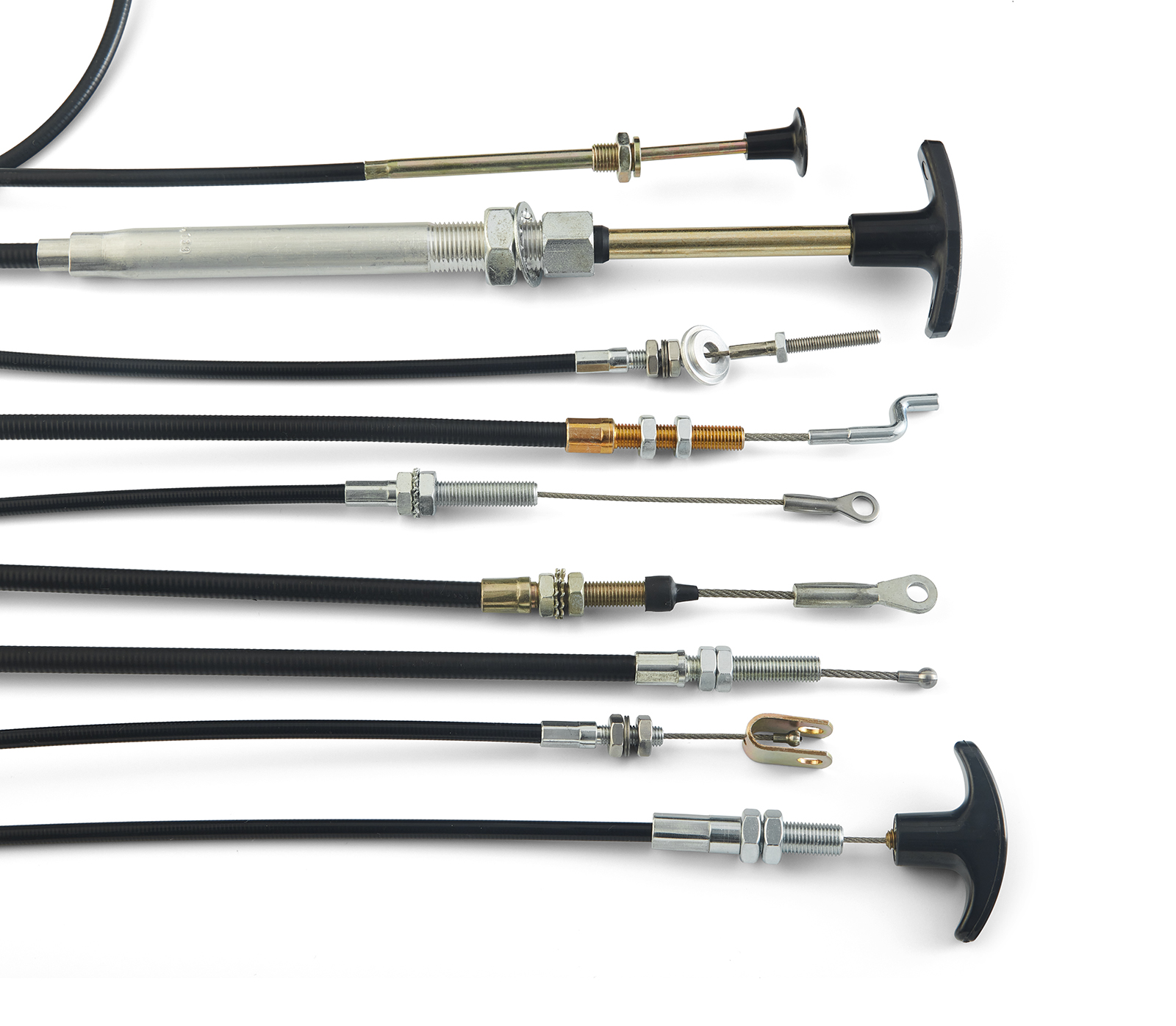 multiple complete push-pull controls with conduit and knobs