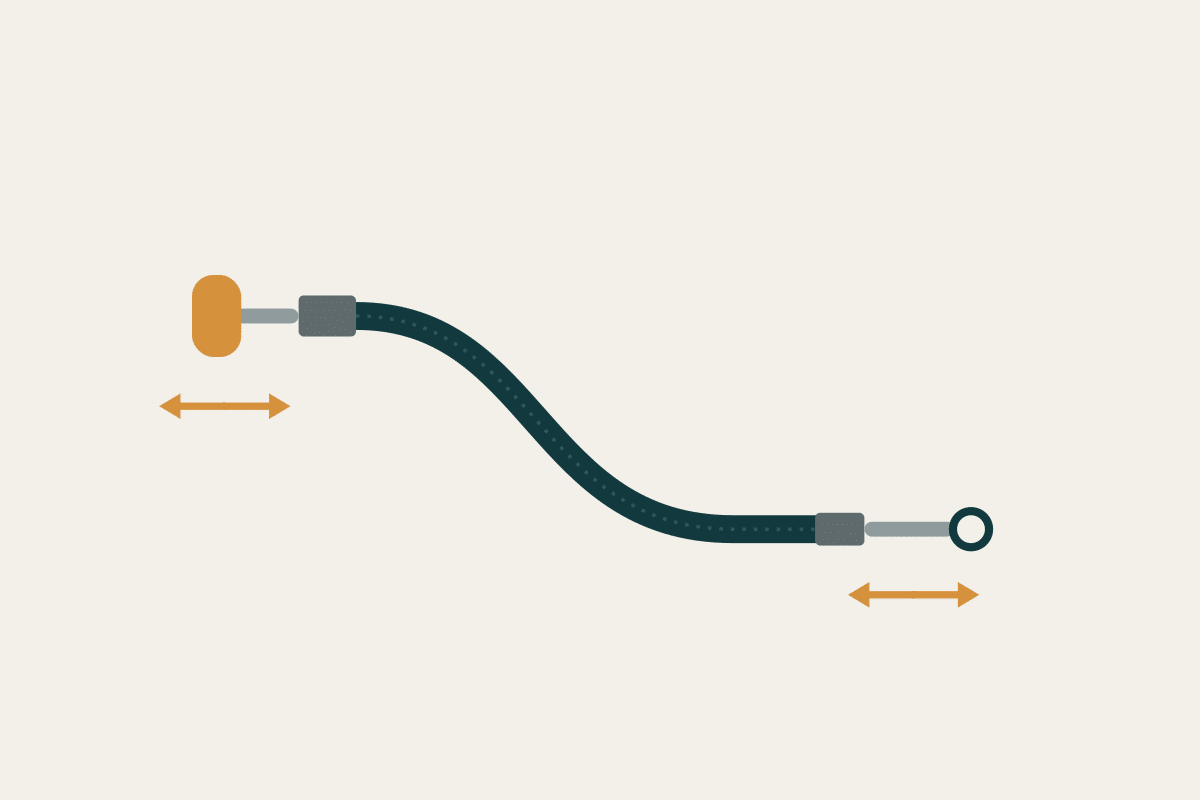Push-pull control cable with knob, conduit, and rod end moving in both directions